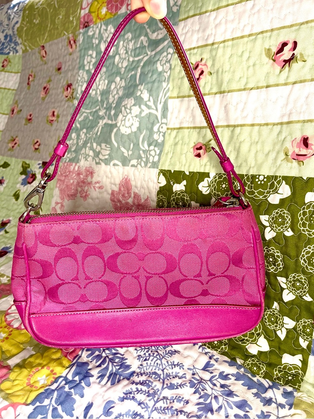 Coach Pink Signature Jacquard Mini Shoulder Bag
